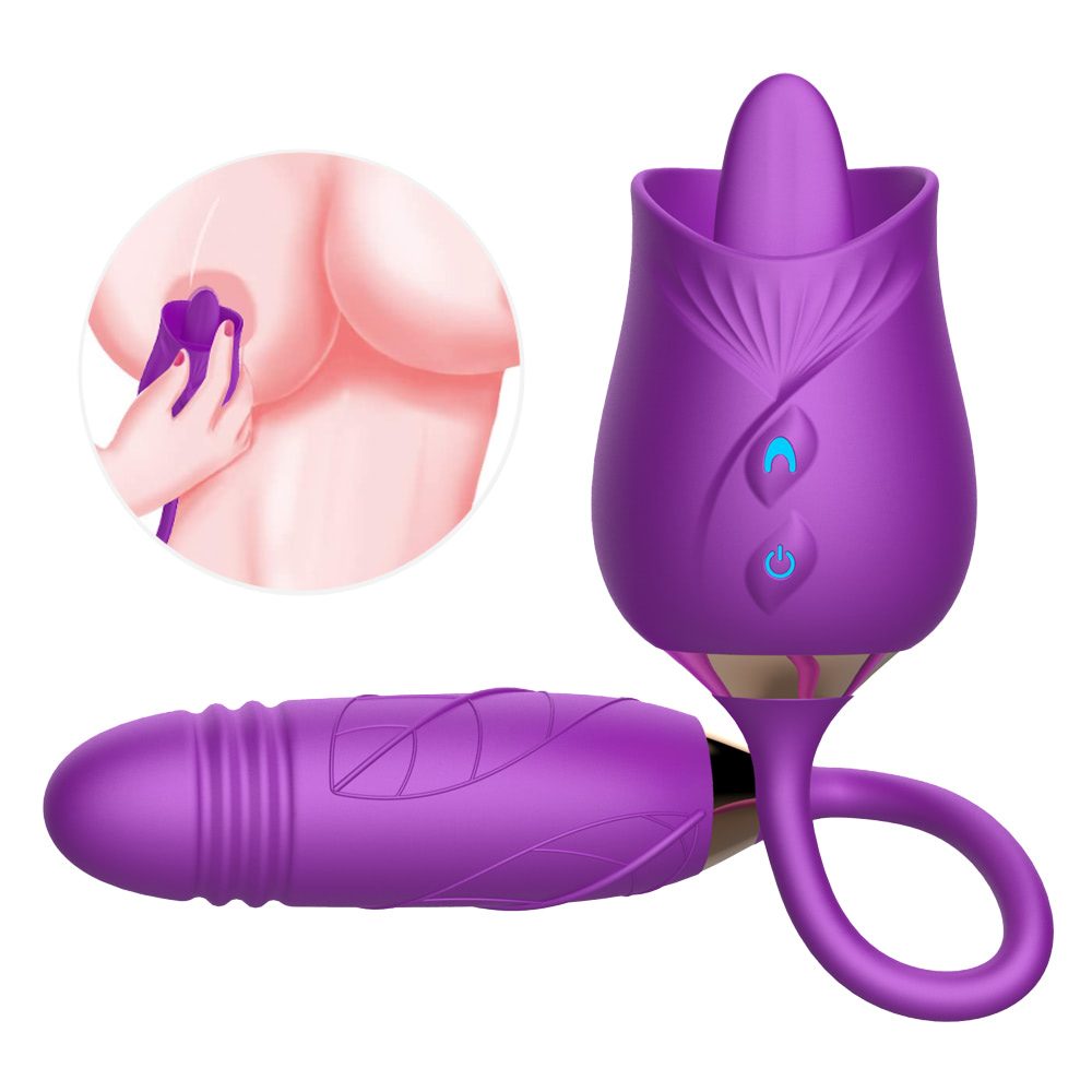 VIBRADOR DUPLO FORMATO DE ROSA COM LÍNGUA E PENETRADOR COM MOVIMENTO DE VAI E VEM - IMPORTAÇÃO VB124 7868