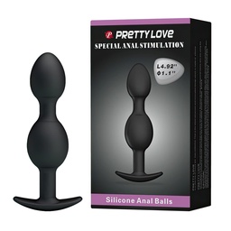 [000845] PLUG ANAL EM SILICONE COM DUAS ESFERAS MASSAGEADORAS E PESO - PRETTY LOVE PL044 6105