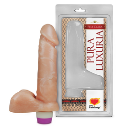 [000628] PRÓTESE REALÍSTICA COM VIBRO INTERNO E SACO BEGE 16X3,5CM - SEXY FANTASY PC026